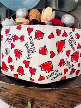 Brighton French Kisses Mirror  Case- Cream with Red Accents